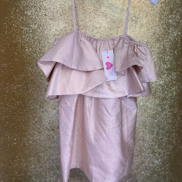 Rose Gold metallic ruffle top - Picture 1 of 3
